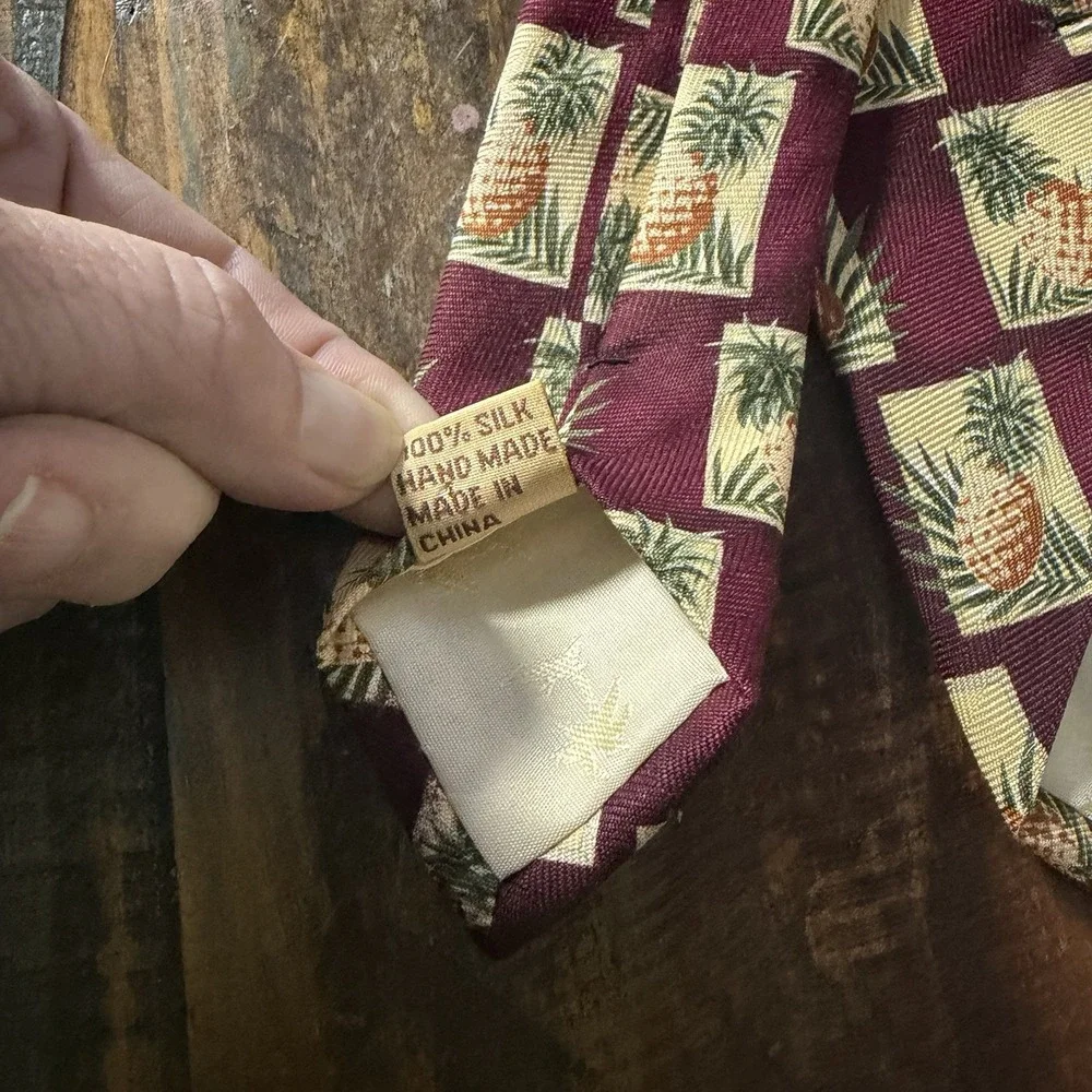 Tommy‎ Bahama 100% Silk Pineapple Square Necktie Maroon